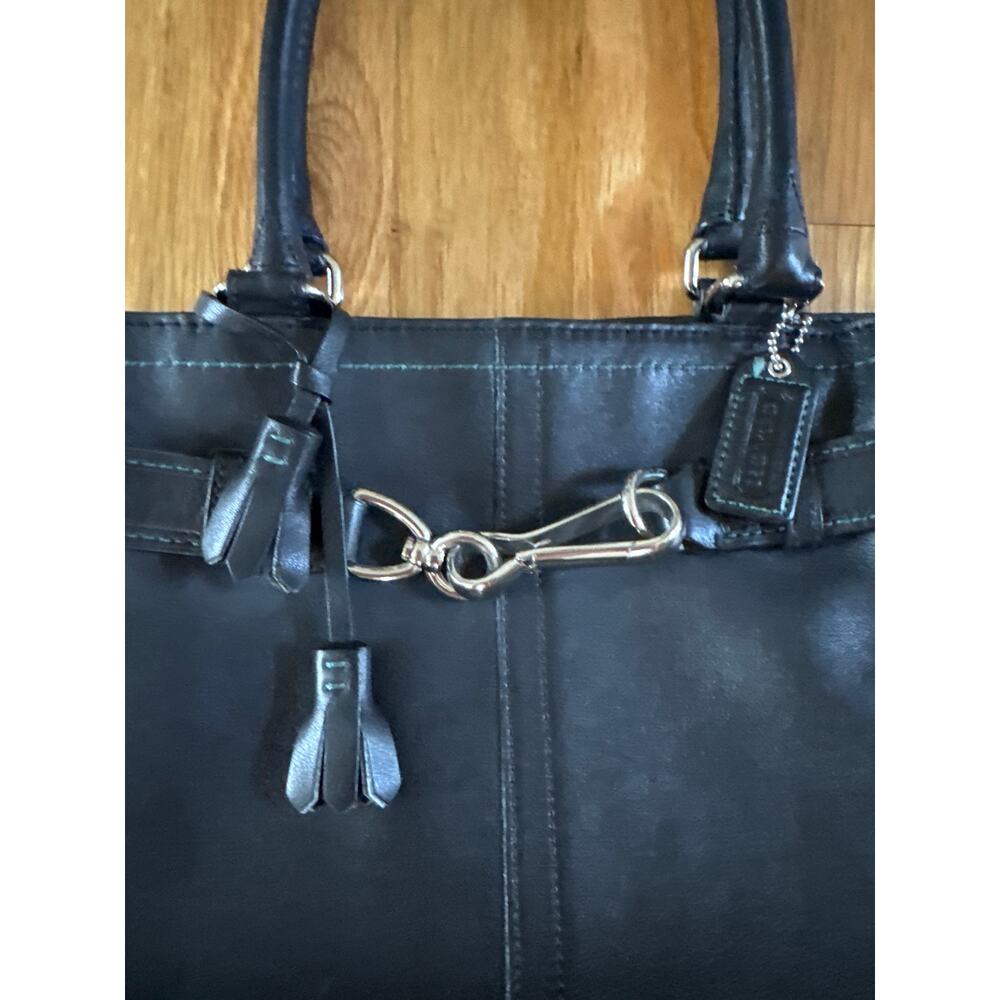 Vintage Y2K Coach Hamptons Black Leather Carryall Han… - Gem